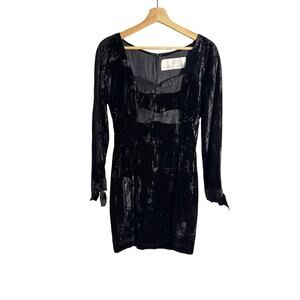 Vintage Carolyn Roehm Black Crushed Velvet Mini Dress Size 8